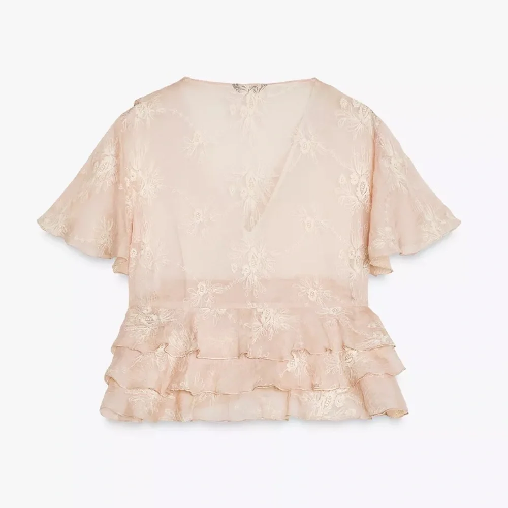 Zara Embroidered Ruffle Top - Picture 6 of 7